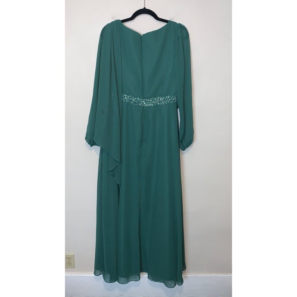 Azazie Priyanka Peacock A-Line Boatneck Pleated Chiffon Maxi Dress - Picture 6 of 8